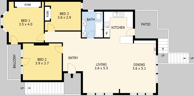 St Kilda Chic FULLY FURNISHED First Floor 3 Bedroom Duplex